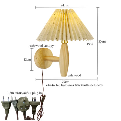 Decorbites™ Khakifarbene PVC-LED-Wandleuchte | Dekoration für Loft-Wohnzimmer | Vintage-Design aus Walnussholz