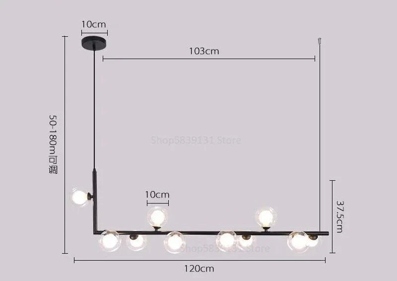 Decorbites™ Glasball-LED-Kronleuchter: Moderne lange Pendelleuchte für Wohnzimmer und Geschäft