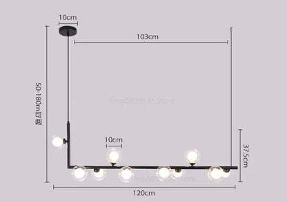 Decorbites™ Glasball-LED-Kronleuchter: Moderne lange Pendelleuchte für Wohnzimmer und Geschäft