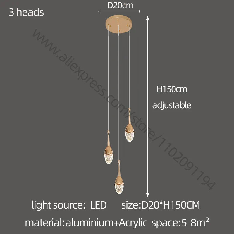 Decorbites™ Gold LED Treppenhaus-Kronleuchter: Elegantes Luxus-Großleuchter für das Wohnzimmer