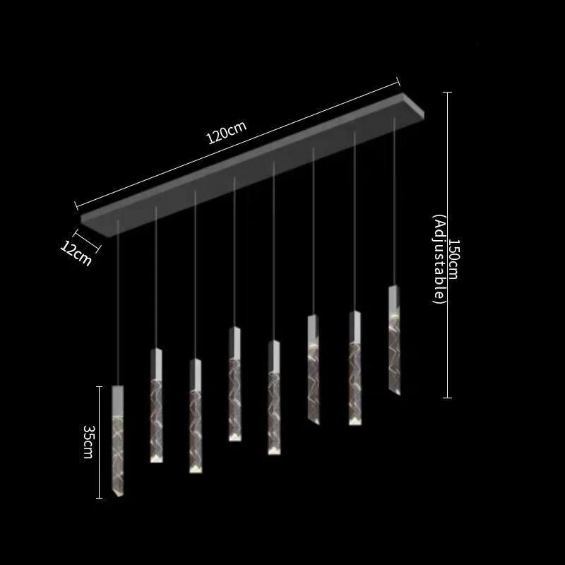 DecorBites™ Crystal Column LED Chandelier: Luxury Pendant Lamp for Staircase, Modern Home Decor Lighting