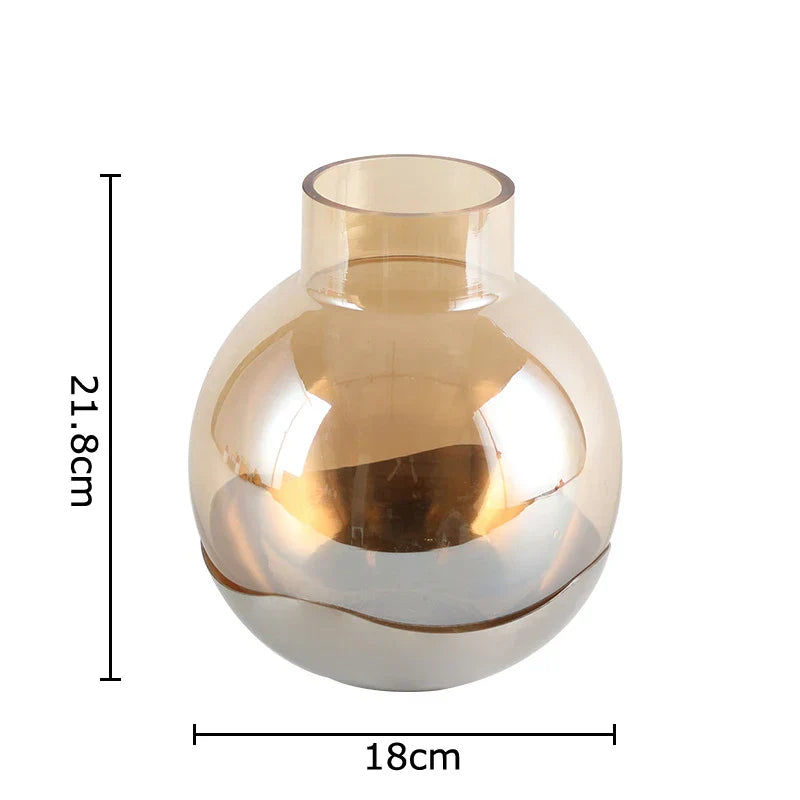 Decorbites™ Bernsteinglas-Vase Schreibtischdekoration Rund Blütenraum-Dekor