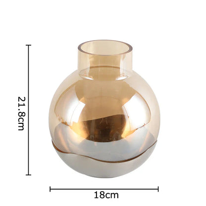 Decorbites™ Bernsteinglas-Vase Schreibtischdekoration Rund Blütenraum-Dekor