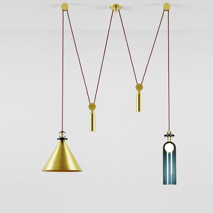 DecorBites™ Glass Chandelier: Adjustable Shape, LED Decorative Lamps for Restaurant, Bedroom, Bar.