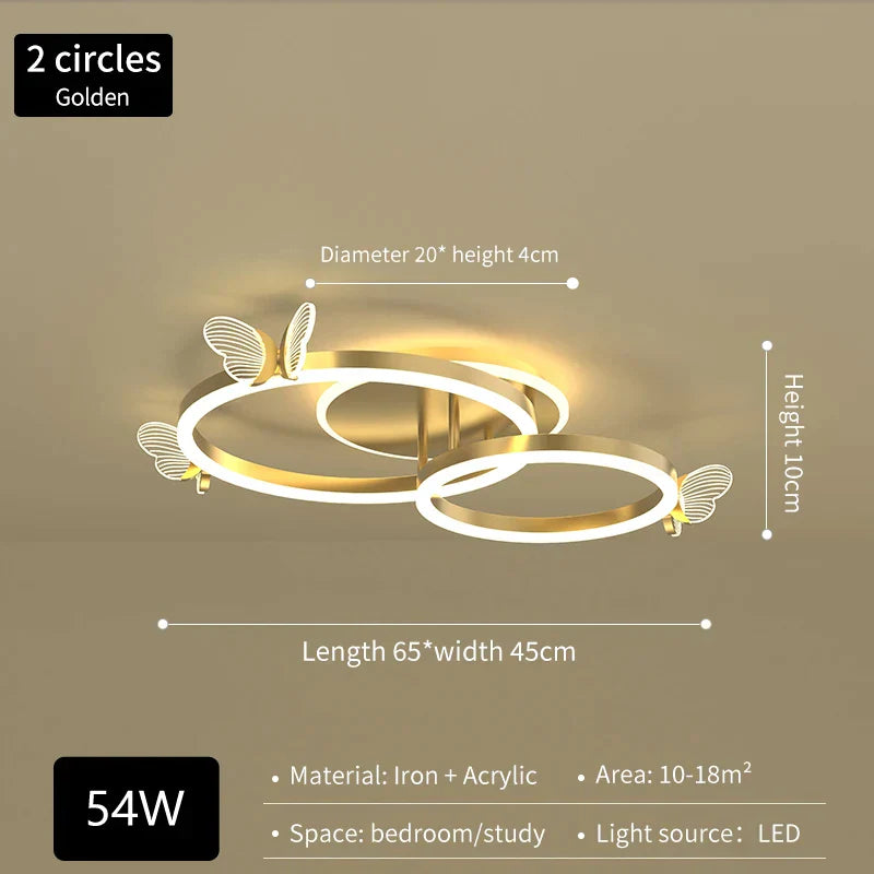 Gold Butterfly LED Chandelier For Bedroom