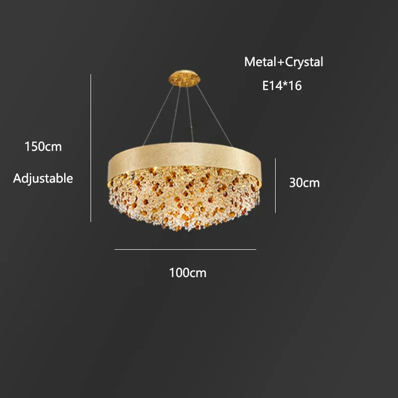 Decorbites™ Rundes Kristall-Leuchter-Pendant-Lampe für Wohnzimmer, Hotelfoyer, Kücheninsel