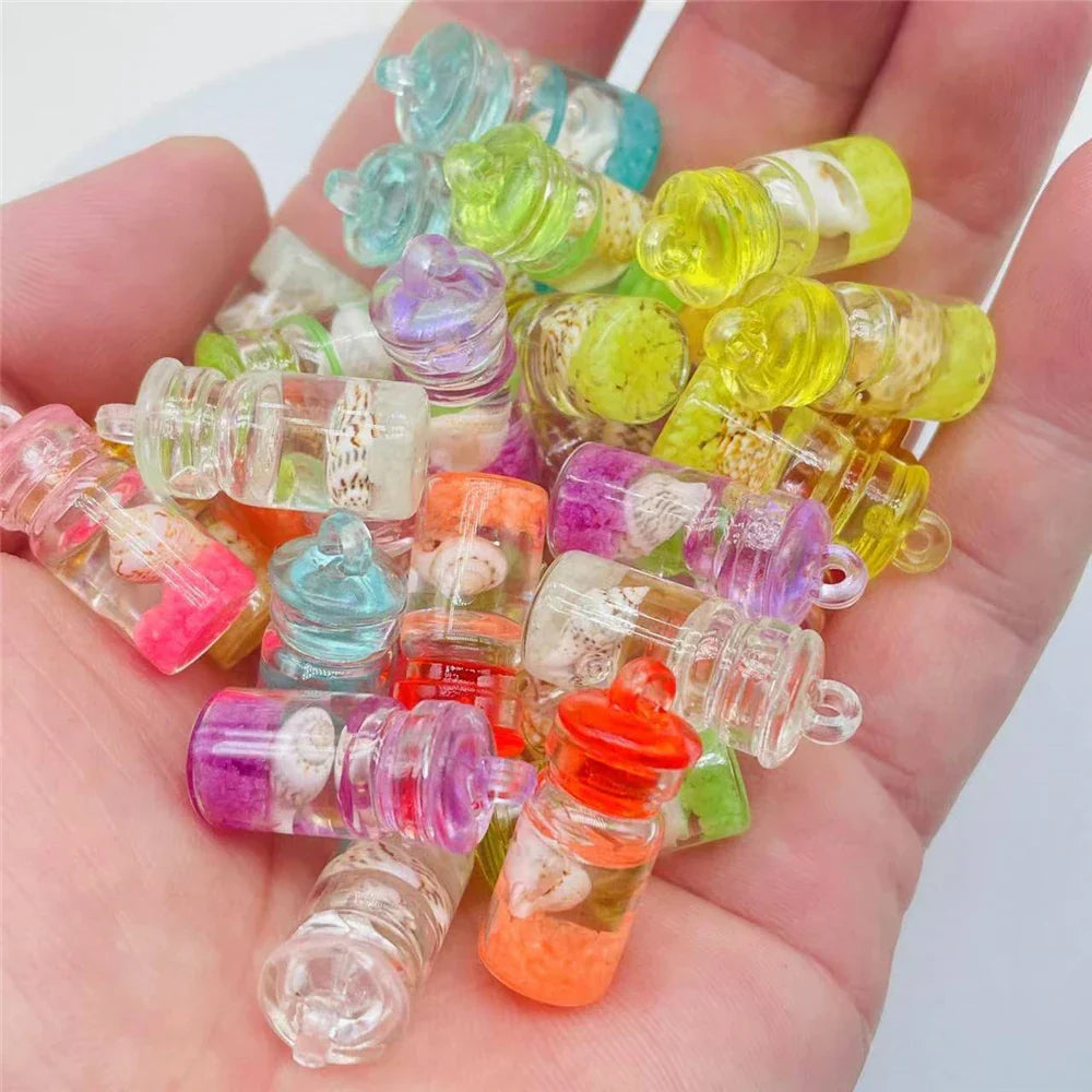 DecorBites™ Heart Pearl Shell Wishing Bottle Miniature DIY Accessory For Jewelry