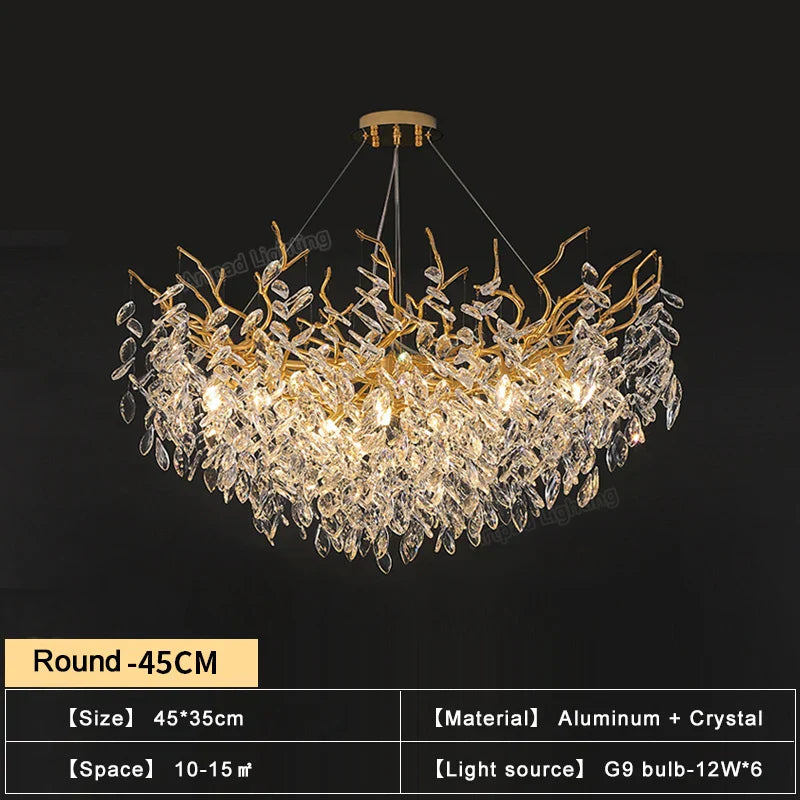 Gold Branch Crystal Chandelier Round150cm