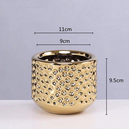 Decorbites™ Goldene Keramik Blumentopf Sukkulente Vase Terrarium Pflanztöpfe für Heim Balkon Dekoration