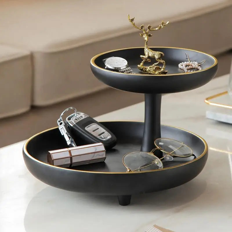DecorBites™ Double-Layer Coffee Table Tray: Stylish Storage Box for Cosmetics, Keys, and Decor