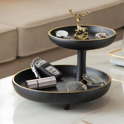 DecorBites™ Double-Layer Coffee Table Tray: Stylish Storage Box for Cosmetics, Keys, and Decor