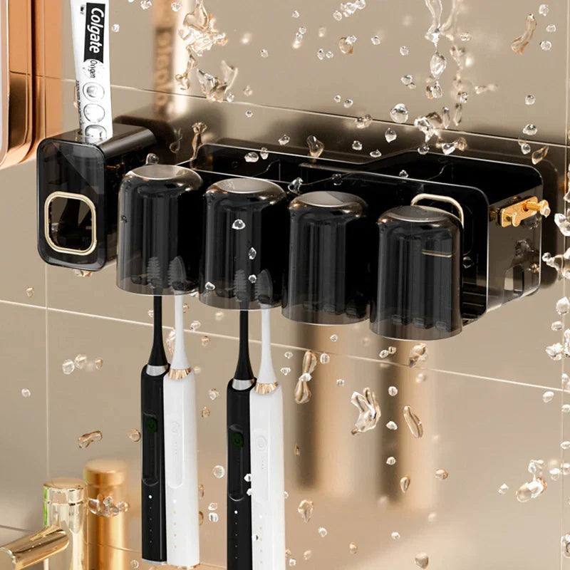 Decorbites™ Umgekehrtes Zahnbürstenhalter mit automatischer Zahnpasta-Presser & Make-up-Aufbewahrungsregal
