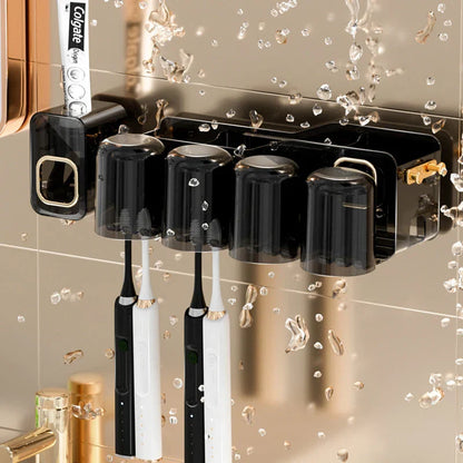 Decorbites™ Umgekehrtes Zahnbürstenhalter mit automatischer Zahnpasta-Presser & Make-up-Aufbewahrungsregal