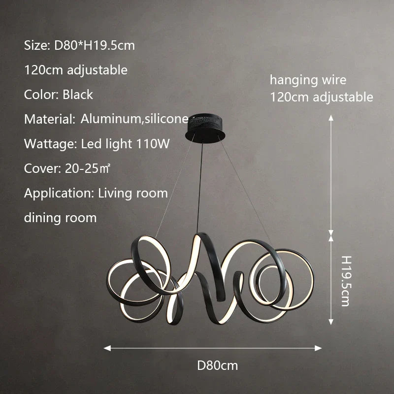 DecorBites™ Creative Twisted LED Chandelier for Living Room Bedroom Lighting