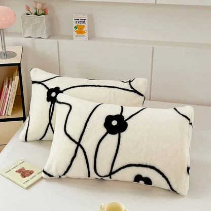 DecorBites™ Cozy Winter Plush Pillowcase: Nordic Printed Milk Velvet Soft Home Decor