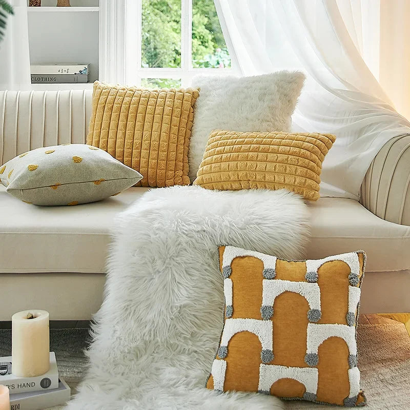 DecorBites™ Geometric Tufted Plush Cushion Cover for Stylish Home Decor