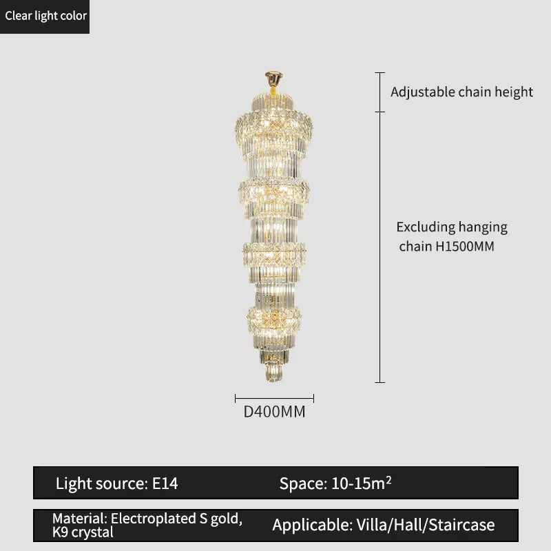 Decorbites™ Elegante Kristall-Hohl-Lang-Lüster für Duplex-Wohnzimmer und Treppenhaus