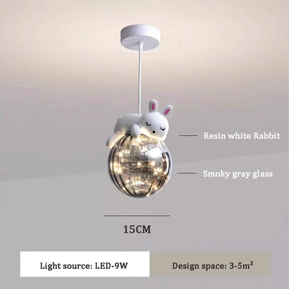 Decorbites™ Glas-Kinderzimmer-Leuchter: Weißer Bären-Hasen-Lampen für modernes Baby-Jungen- und Mädchen-Schlafzimmer