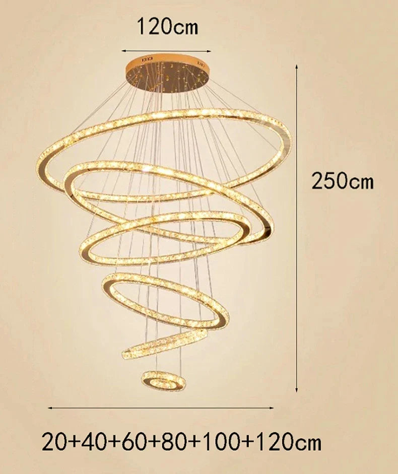 DecorBites™ Crystal Stair Chandelier: Modern Indoor LED Ceiling Hanging Light