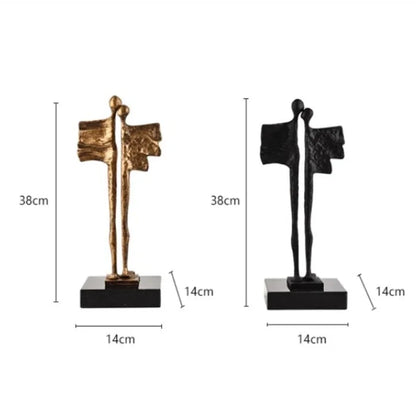 Decorbites™ Abstrakte Gusseisen-Statue eines Paares für die Wohnraumausstattung und familiäres Glück
