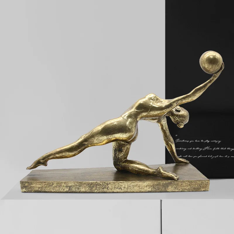 Decorbites™ Goldene Turner-Figur Ball-Dekoration Heimdekoration Harz-Handwerkskunst