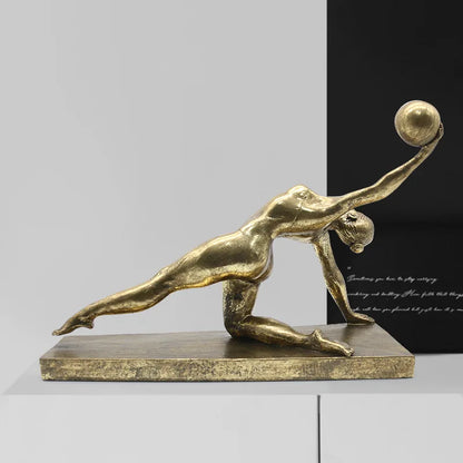 Decorbites™ Goldene Turner-Figur Ball-Dekoration Heimdekoration Harz-Handwerkskunst