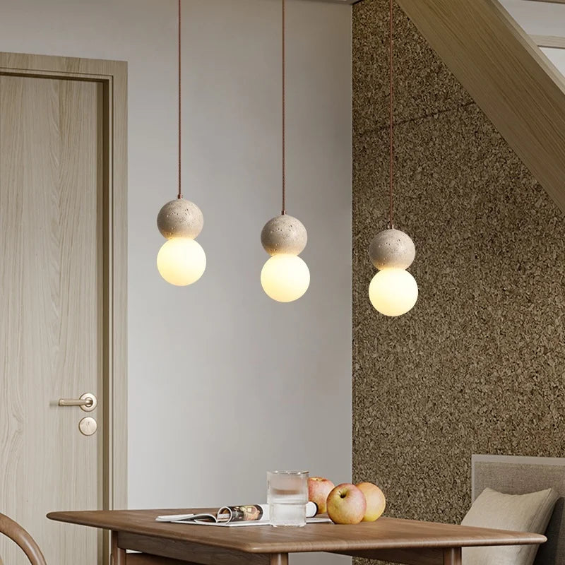Decorbites™ Glas-Kugelleuchte LED-Hängeleuchte Vintage Gelber Travertin Hanglampe