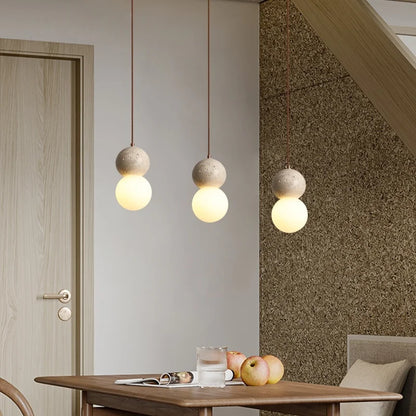 Decorbites™ Glas-Kugelleuchte LED-Hängeleuchte Vintage Gelber Travertin Hanglampe