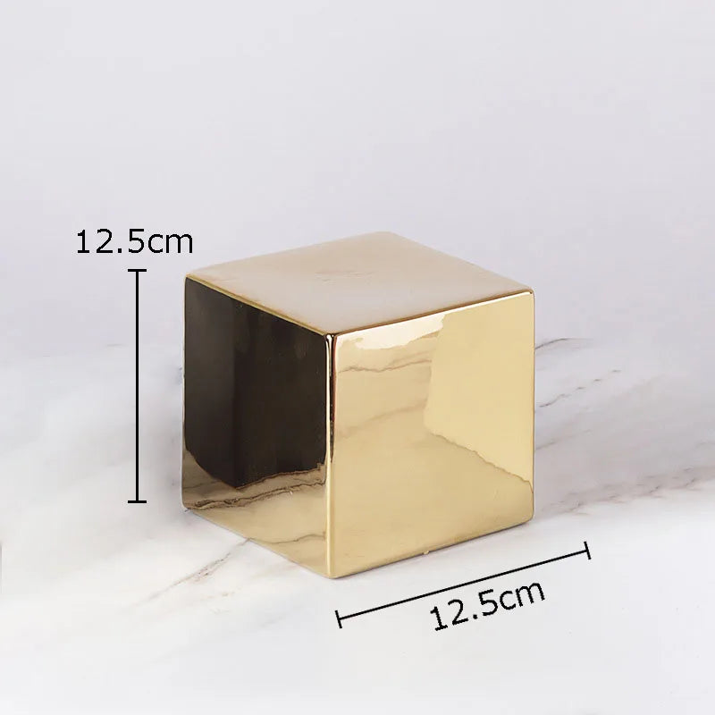 DecorBites™ Cube Round Statue Decor Ceramic Ornament Sculpture Artwork for Desk & Room