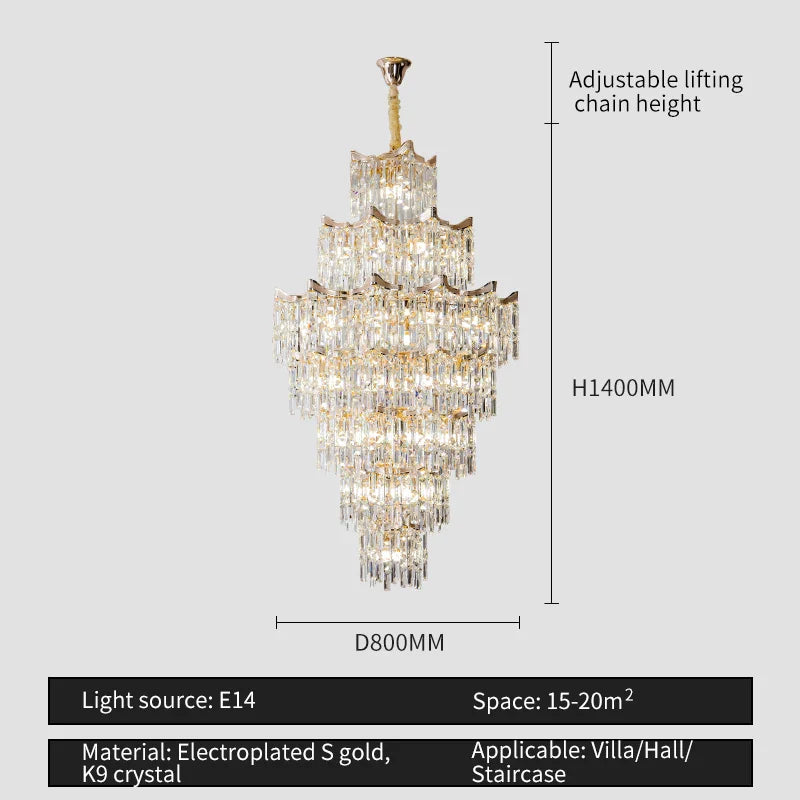 Decorbites™ Elegante Kristall-Kronleuchter für Duplex-Wohnzimmer, Hotelfoyer – Luxuriöse Atmosphäre