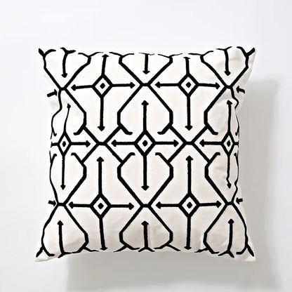 Decorbites™ Geometrisches Stickerei Kissenbezug 45x45 cm Schwarz Grau Weich Gemütlich für Heimdekoration