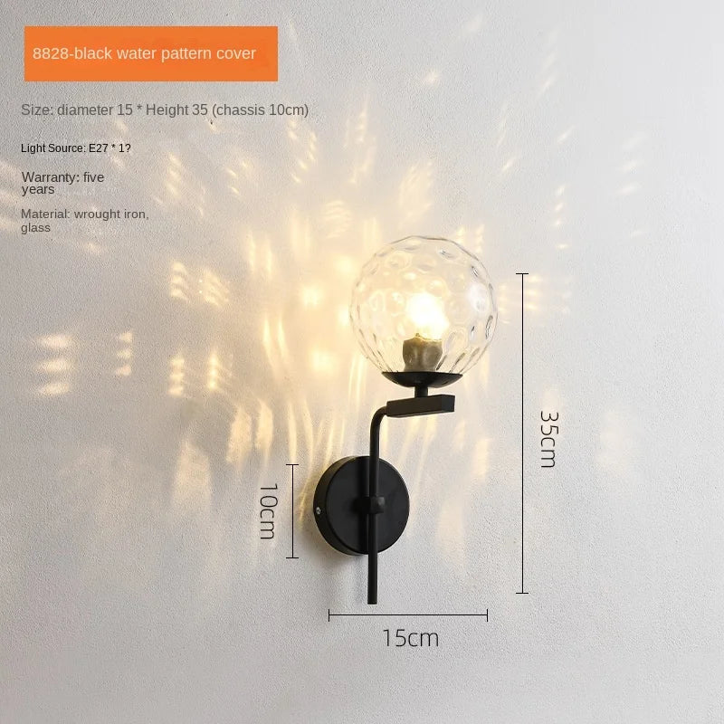 Decorbites™ Glas-Kugel-LED-Wandleuchte Moderne Wandlampe Nachttischleuchte Vintage-Loft Gold Schwarz