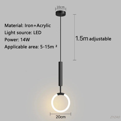 Modern Black Gold Iron Acrylic Pendant Light