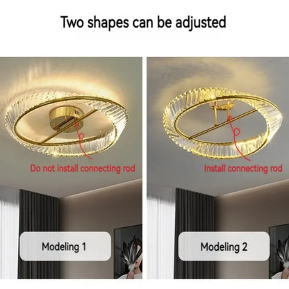Decorbites™ Goldener Ring-Kristall-LED-Deckenleuchter für Schlafzimmer, Wohnzimmer und Flur