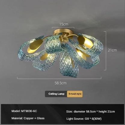 DecorBites™ Luxe Copper Leaf LED Ceiling Chandelier for Home, Bedroom, and Dining Room