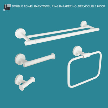 DecorBites™ Bathroom Accessory Set: Towel Rack, Toilet Brush, Paper Holder, Toothbrush Holder, Soap Tray