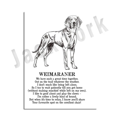 Decorbites™ Hunderassens-Gedichtposter-Sammlung: Vizsla, Pomeranian, Manchester Terrier und mehr