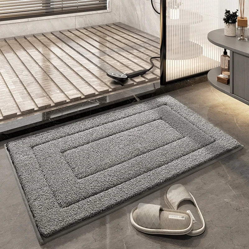 DecorBites™ Geometric Flocked Bath Mat Thicken Super Absorbent Anti-slip Bathroom Rug.