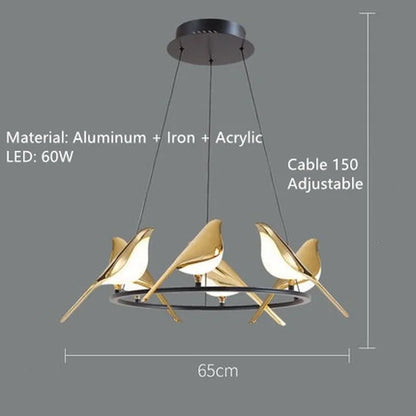 Decorbites™ Goldener Elster-Vogel-Deckenleuchter: Moderne Innenraumbeleuchtung für Wohn-, Ess- und Küchenbereich