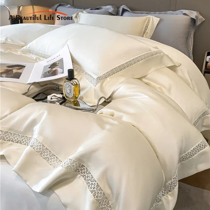Decorbites™ Eukalyptusfaser-Spitzen-Bettwäsche-Set für weichen, seidenweichen und kühlen hautfreundlichen Komfort
