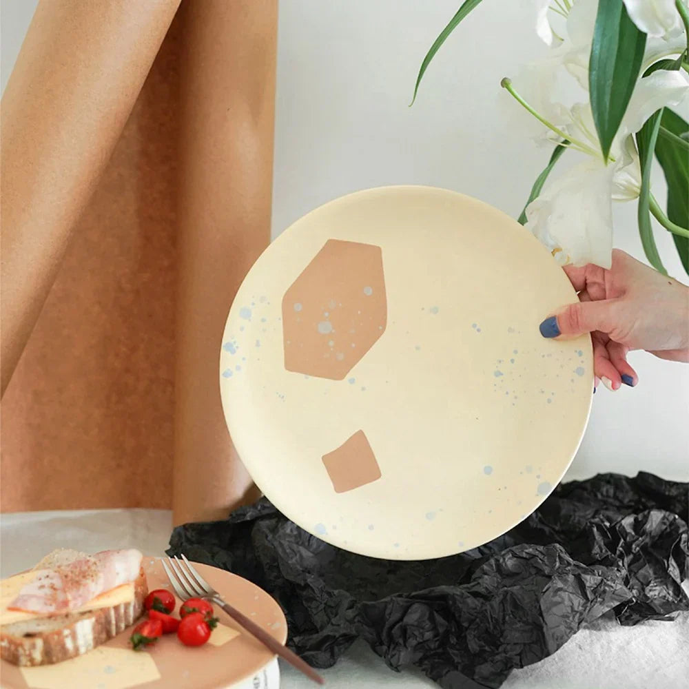 Decorbites™ Koreanischer Stil Rundes Essensgeschirr aus Bambusfaser für Desserts, Früchte und Kuchen
