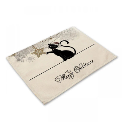 Decorbites™ Schwarze Katze Leinen-Platzset für Esstisch & Küchendekoration