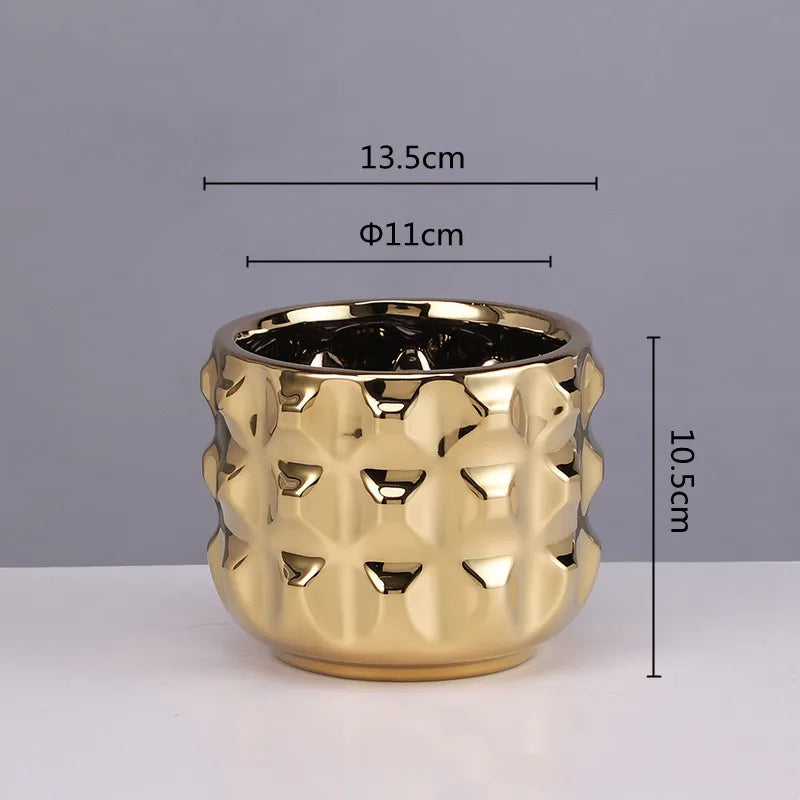 Gold Geometric Ceramic Vase
