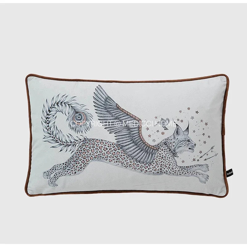 Decorbites™ Korallen-Luchs Samt Kissenbezug: Luxuriöses Mystisches Tierenthema für das Sofa