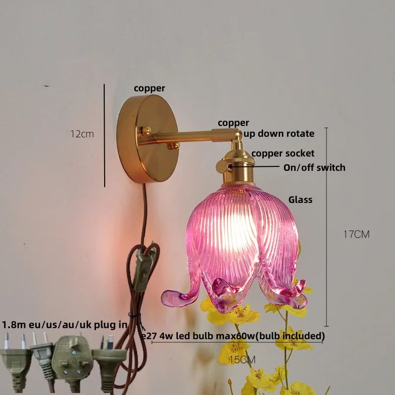 Decorbites™ Loft Bernstein-Glas LED Wandlampe mit Vintage-Drehschalter