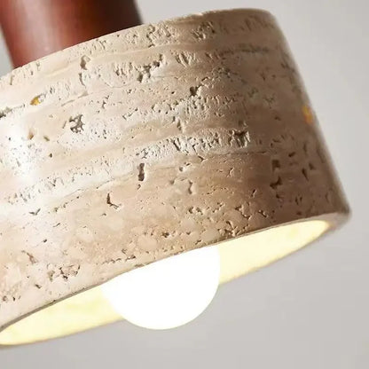 Wabi Sabi Travertine Stone Pendant Light in Yellow Marble