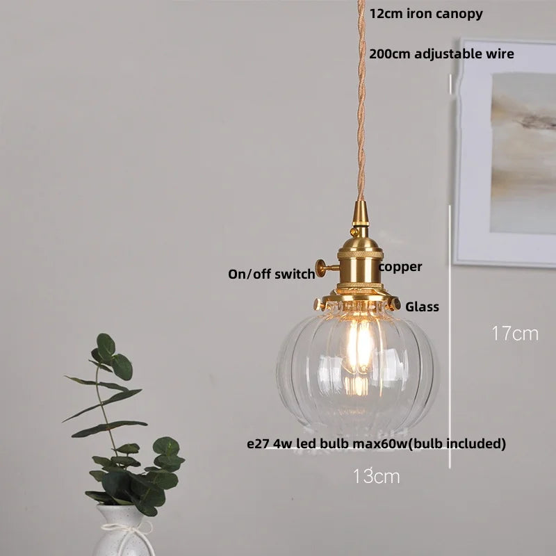 Brass Glass Pendant Light With Clear Shade Dining
