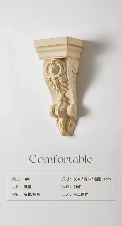 DecorBites™ Cream Resin Wall Lamp LED E27 for Classical Living Spaces
