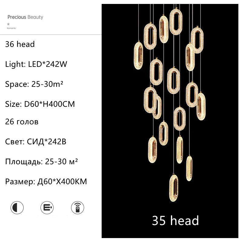 Gold Acrylic Pendant Chandelier