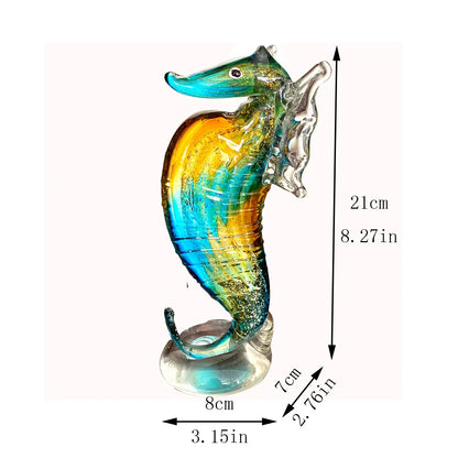 Decorbites™ Handgeblasene Glas-Seepferdchen-Figur, Kristall-Tier-Handwerks-Sammlungsausstellung